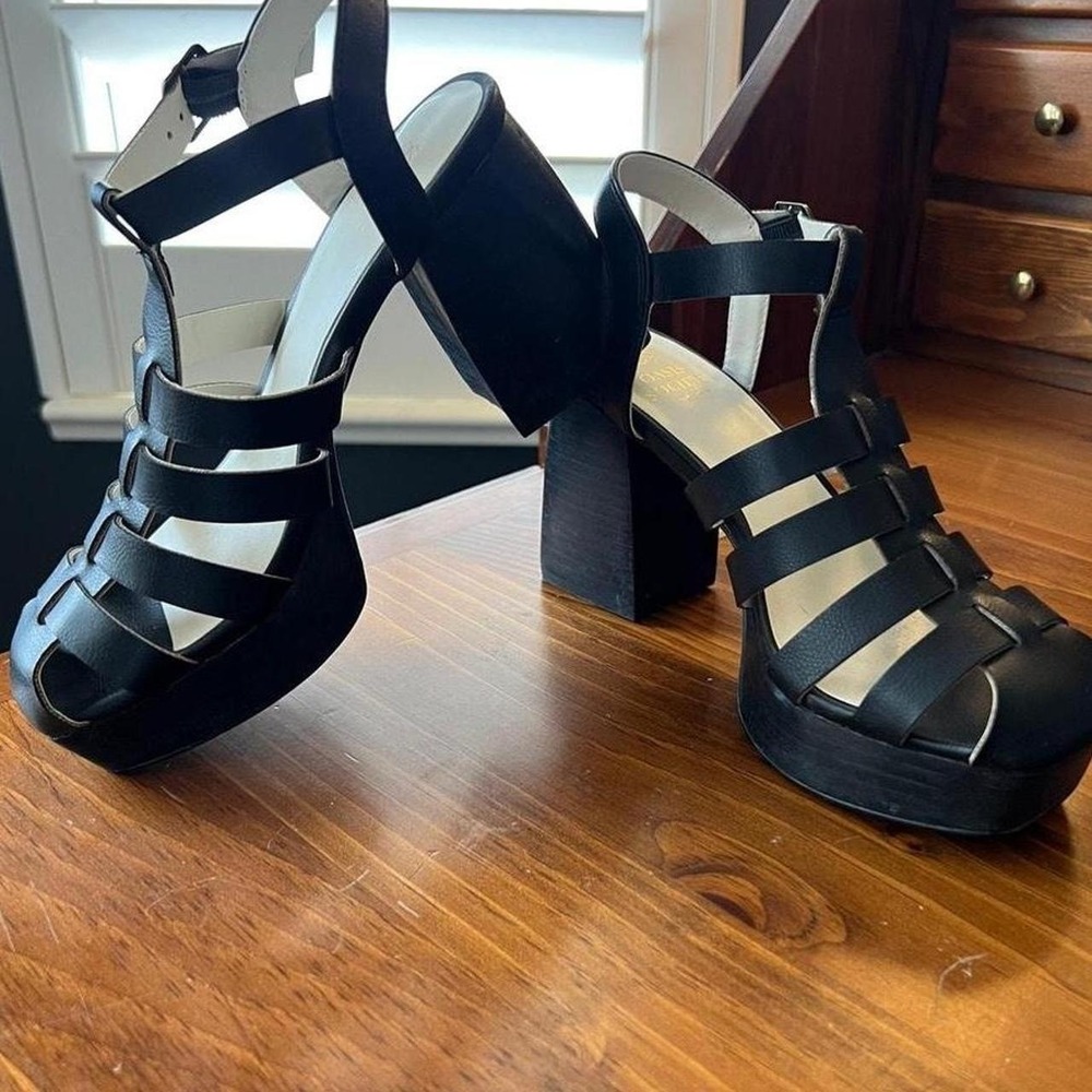 Oasis Society Platform Sandals Chunky Black‎ 90s Women's 6.5